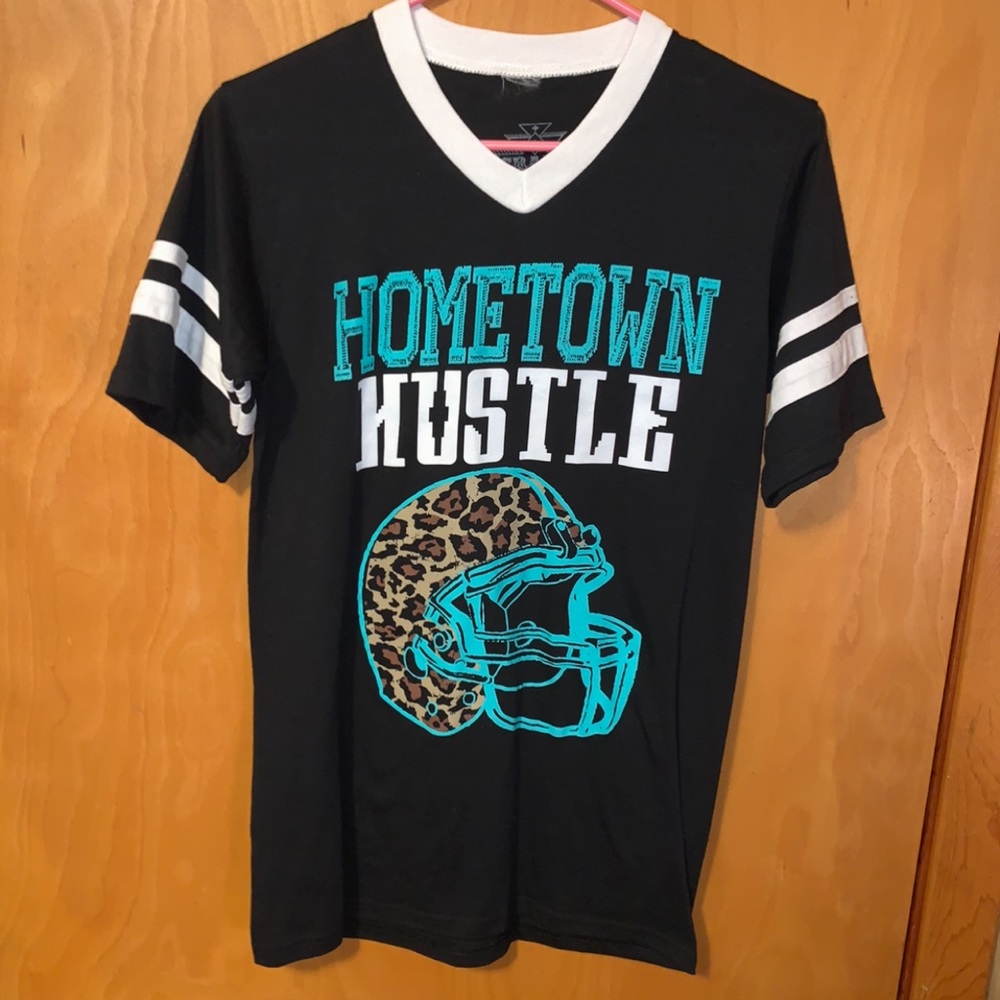 NWOT crazy train football tee S